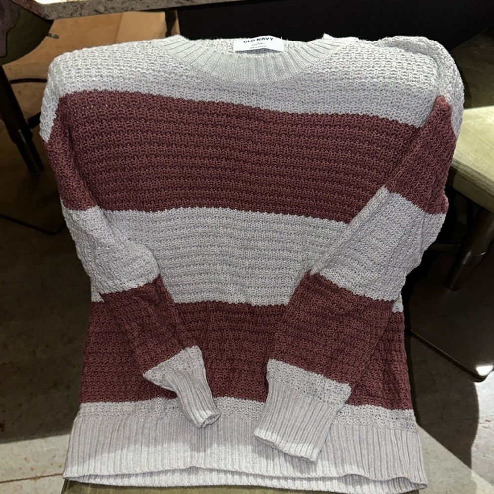 Women’s size small Maroon and Gray striped sweater